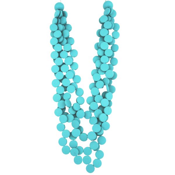 Multi Strand Wooden Bead Necklace - Turquoise