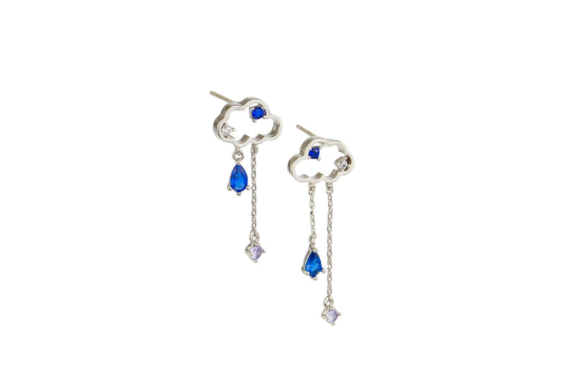 Tiger Tree | Cloudy Crystal Shower Earrings - Blue