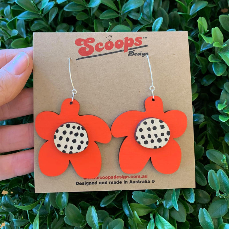 Scoops | Spots Flower Earrings Orange