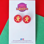 Cheeky Little Monkeys - Gingerbread Man stud earrings