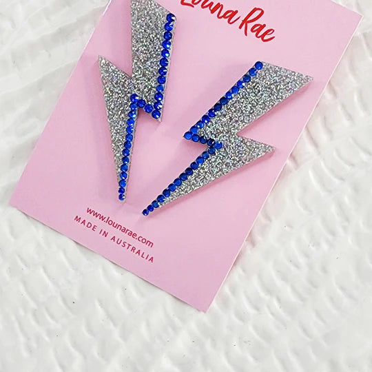 Louna Rae | Janestripe Earrings - Silver/Blue