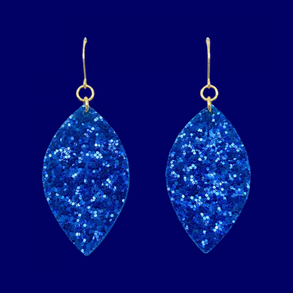 Polka Polly | Leaf Dangles - Royal blue Glitter