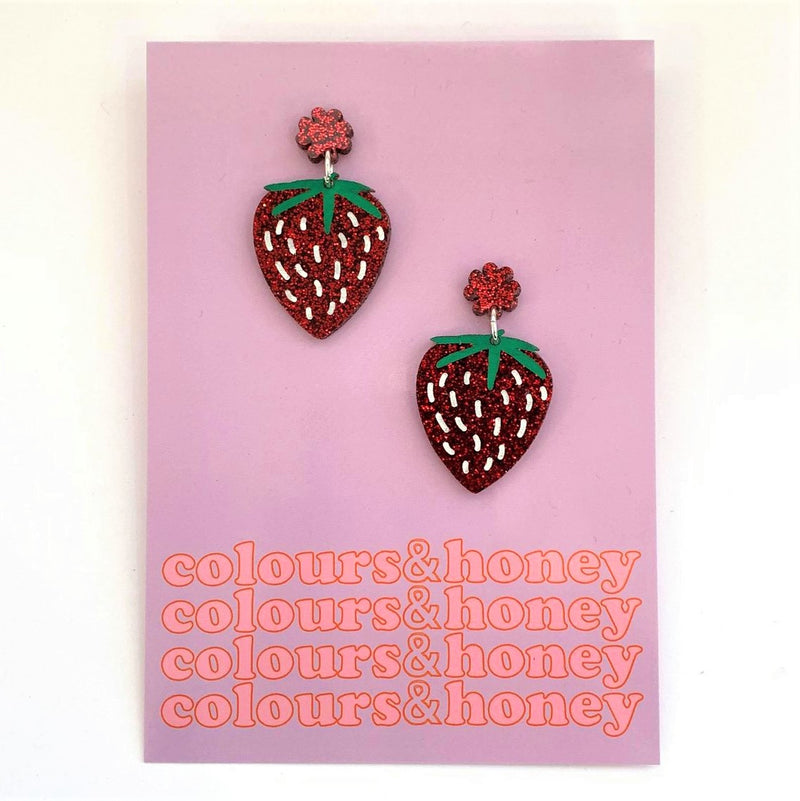 Colours & Honey | Strawberry Earrings