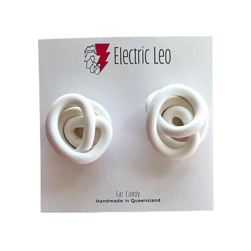 Electric Leo | White Squiggle Studs