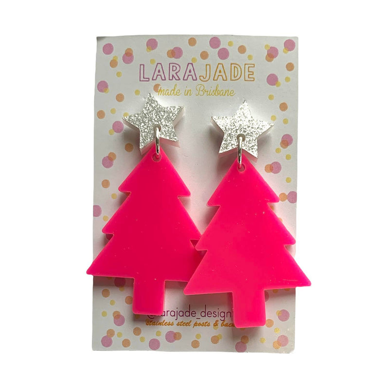 Lara Jade | Pink Christmas Tree Earrings