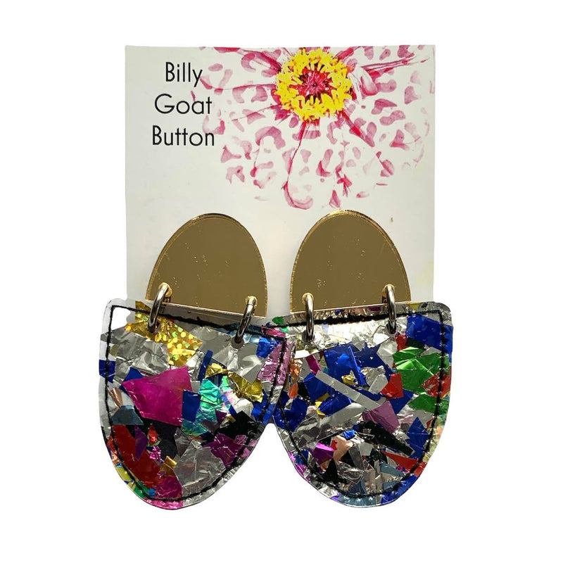 Billy Goat Button - Confetti Drops Gold Mirror Stud
