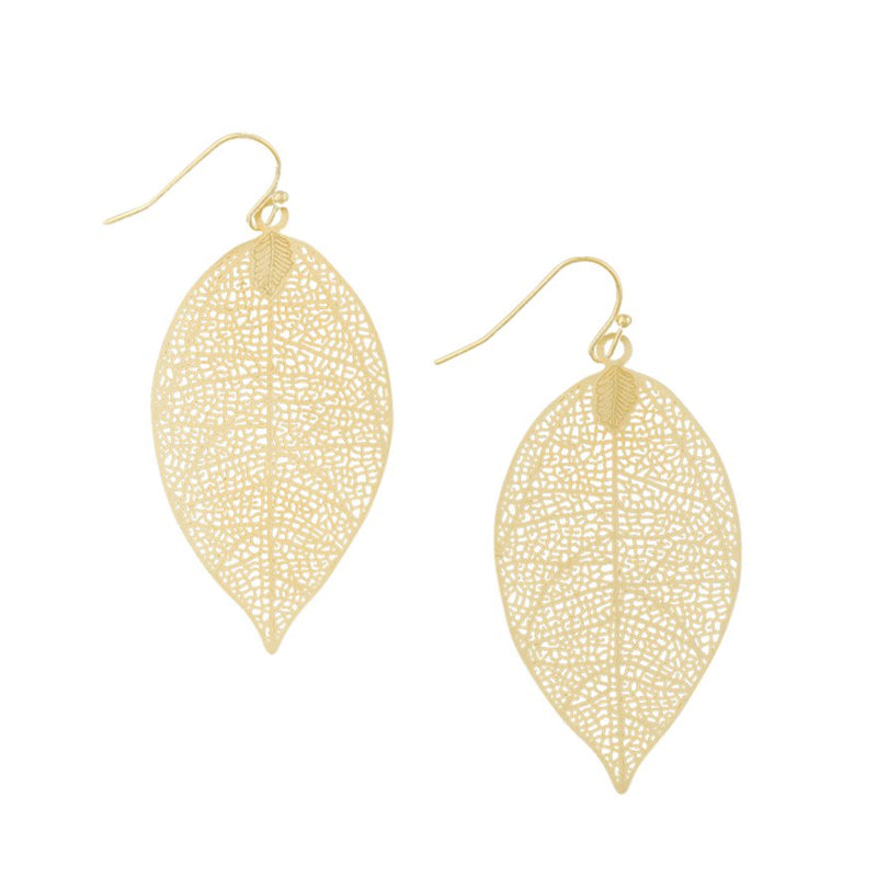 Tiger Tree small gold leaf drop earrings