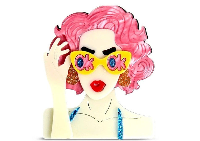 TID - Resin Brooch - Lady with Glasses