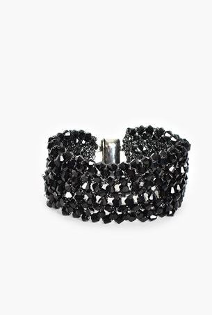 Adorne | Crystal Black Cuff Bracelet