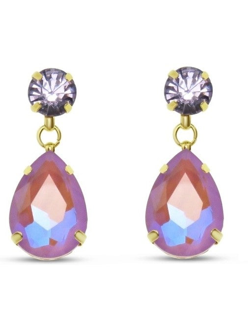 TID | Tear Drop Crystal Drops Gold/Lilac Tone