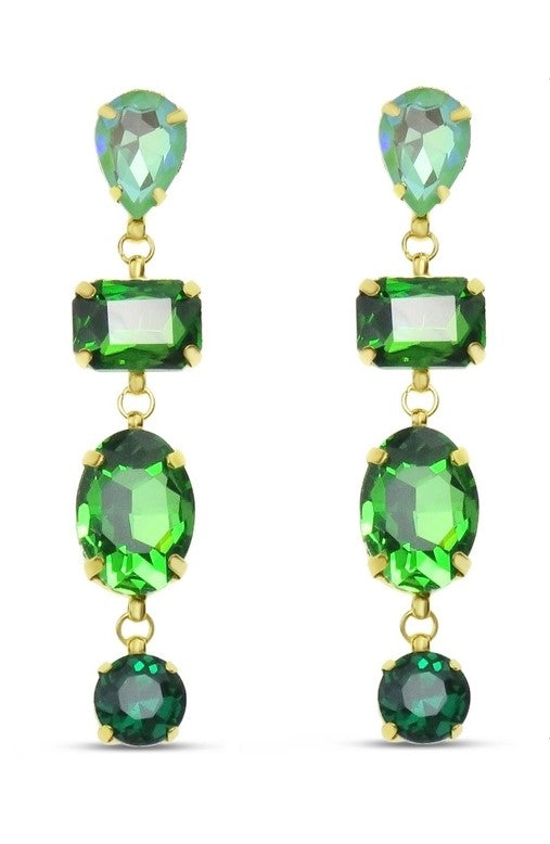 TID |  4 Piece Glass Stone in Gold/Peridot Tone