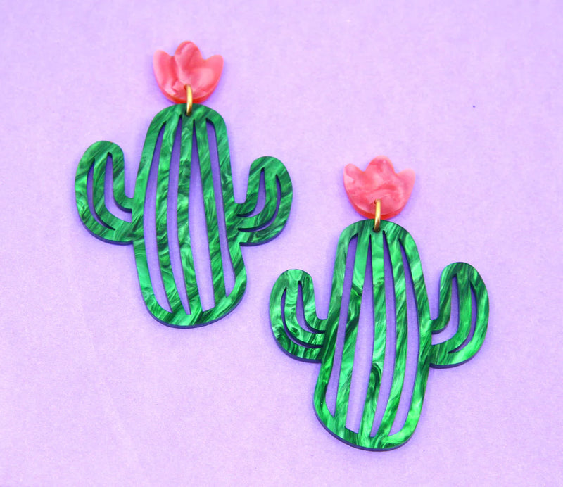 Birdee & Star | Party Cactus Large Dangle Earrings