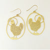 DENZ Chicken with Sun dangles in gold