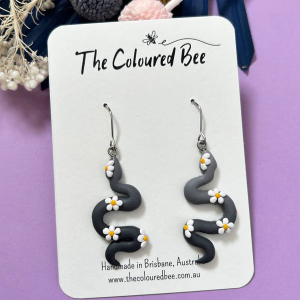 The Coloured Bee | Snake Dangles - Black