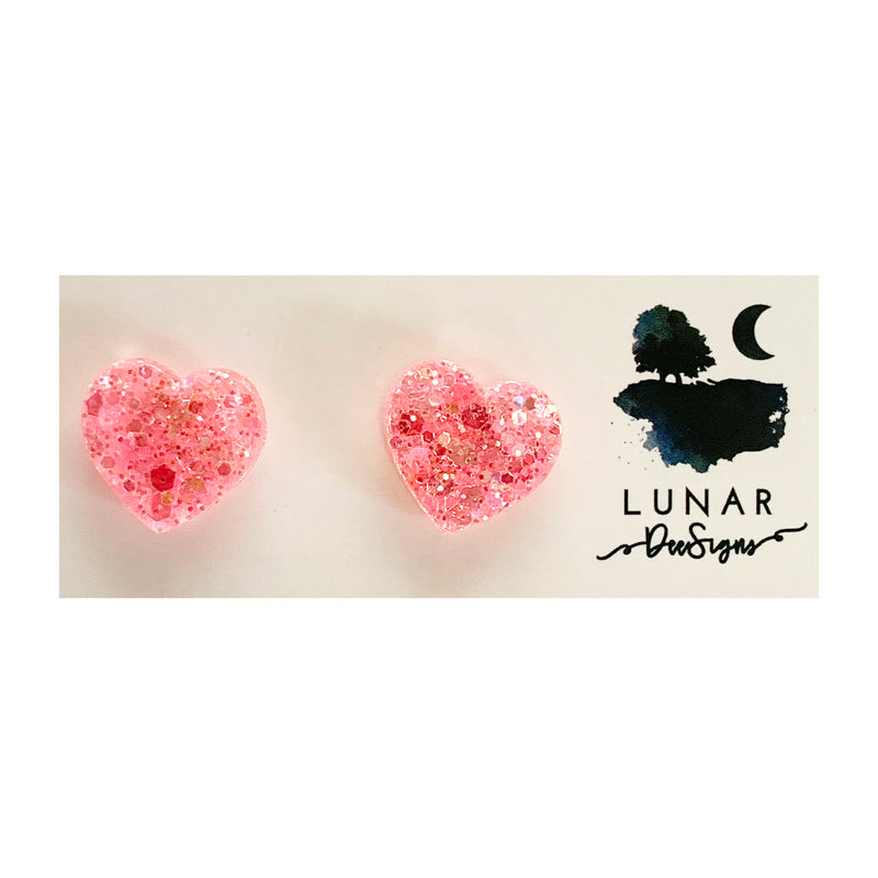 Lunar | Pink Heart Studs