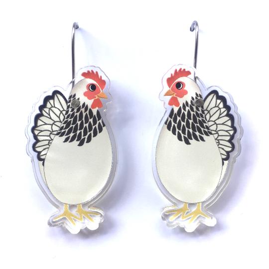 Smyle Designs | White Chicken Earrings