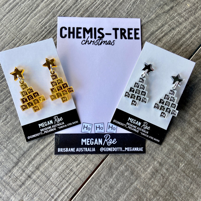 Megan Rae | CHEMIS-TREE Christmas Periodic Table Earrings-silver mirror