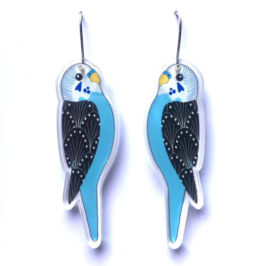 Smyle Designs | Blue Budgie Earrings