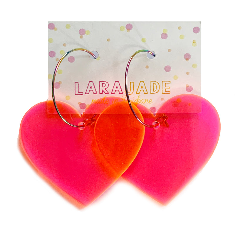 Lara Jade | Hoops Transparent Neon Hearts