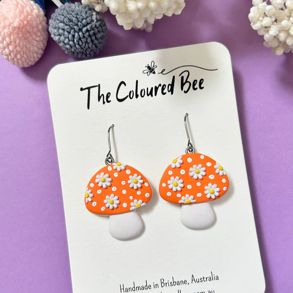 The Coloured Bee | Mushroom Dangles - Orange