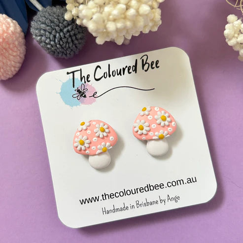 The Coloured Bee | Mushroom Studs - Peach