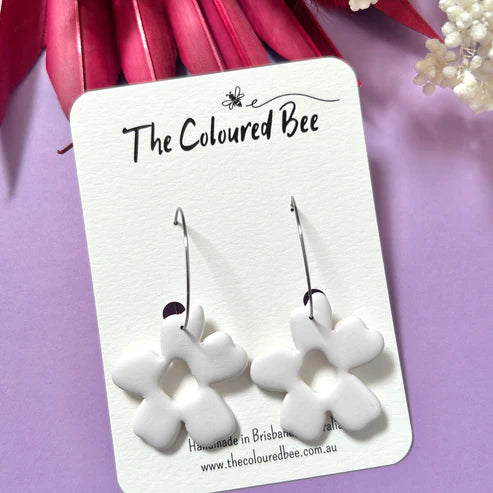 The Coloured Bee | White Lucy Flower Hoops