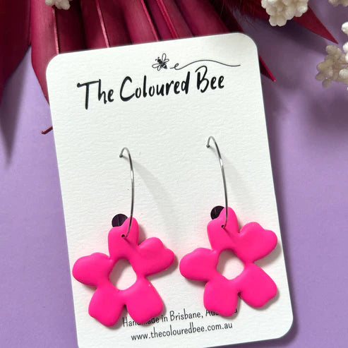 The Coloured Bee | Pink Lucy Flower Hoops
