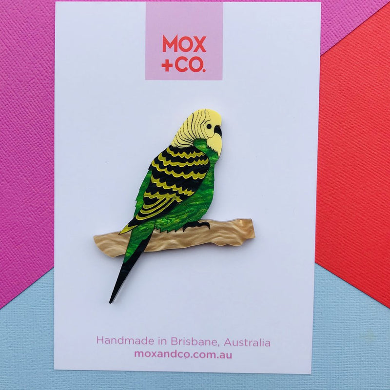 MOX & Co | Green Budgie Brooch