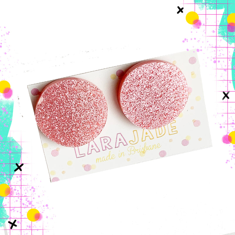 Lara Jade | glitter pale pink round studs