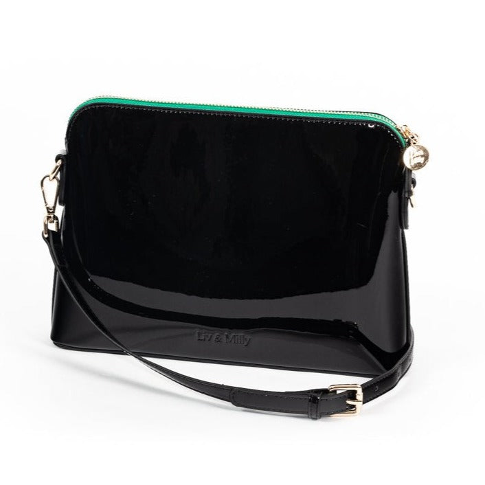 Liv & Milly | Ravello Bag - Black Vegan Patent Leather