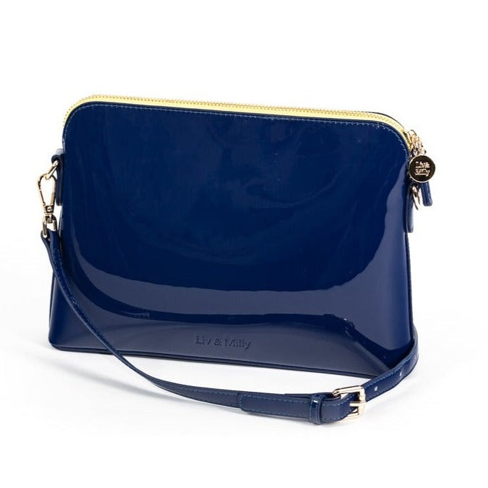 Liv & Milly | Ravello Bag - Blue Vegan Patent Leather