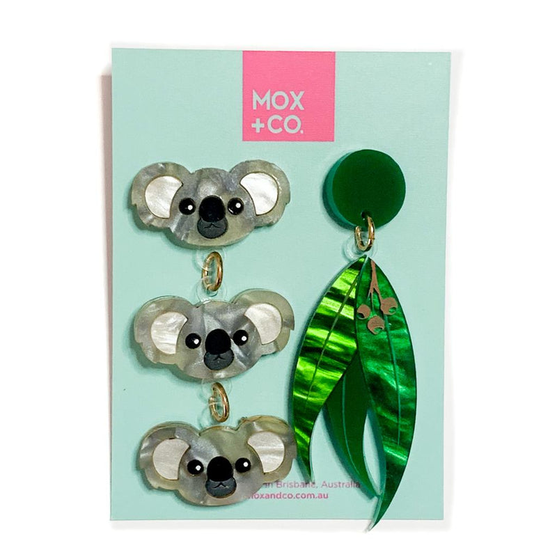 MOX & Co Koala and gum leaf dangles
