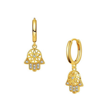 TID | Hamsa Hand Evil Eye Crystal Drop - Gold with silver stone