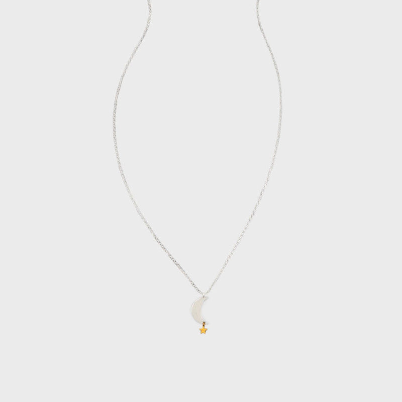 Tiger Tree | Silver Moon Necklace with Gold Star
