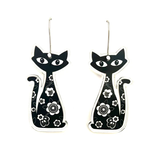 Smyle Designs | Black Retro Cat Earrings