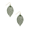 Tiger Tree | Metal Leaf Moss Green Earrings