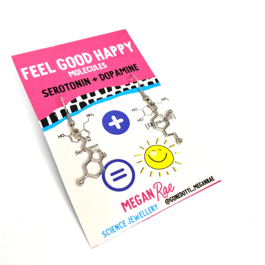 Megan Rae | Feel Good Happy Molecule Earrings -Serotonin and Dopamine