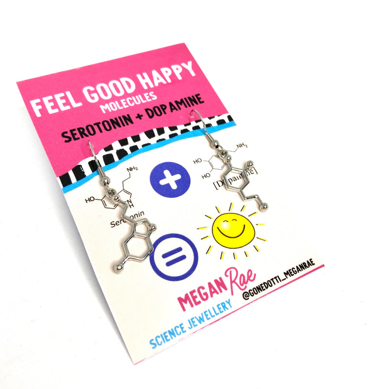 Megan Rae | Feel Good Happy Molecule Earrings -Serotonin and Dopamine