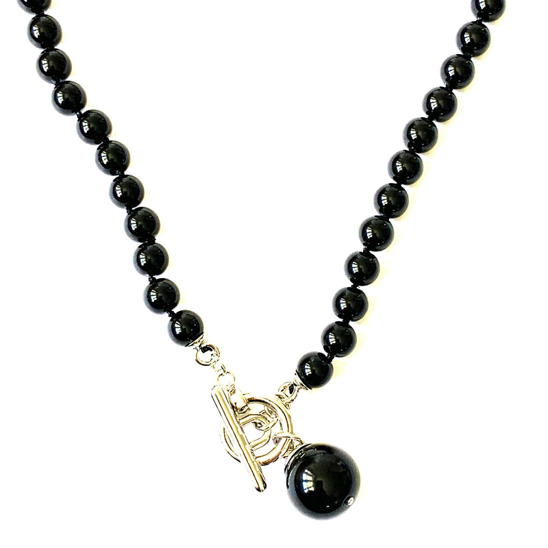 TID Black bead and fob necklace