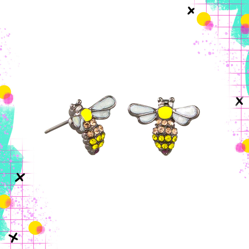 Tiger Tree enamel & gem BEES - blue/yellow