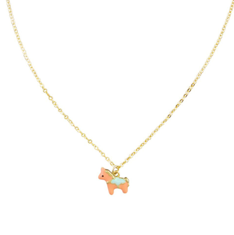 Tiger Tree horse necklace | pink enamel/gold