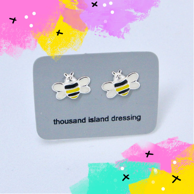 TID mini enamel bee studs