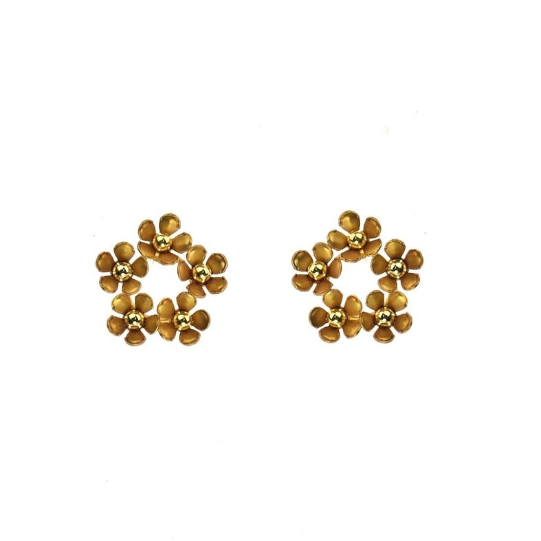 TID metal flower cluster wreath earrings