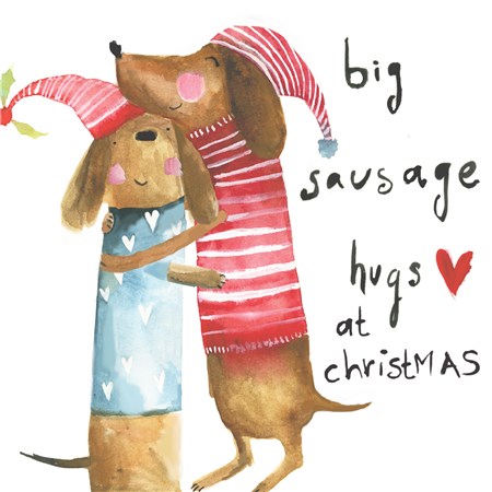 Sooshichacha Card | Big Sausage Hugs at Christmas