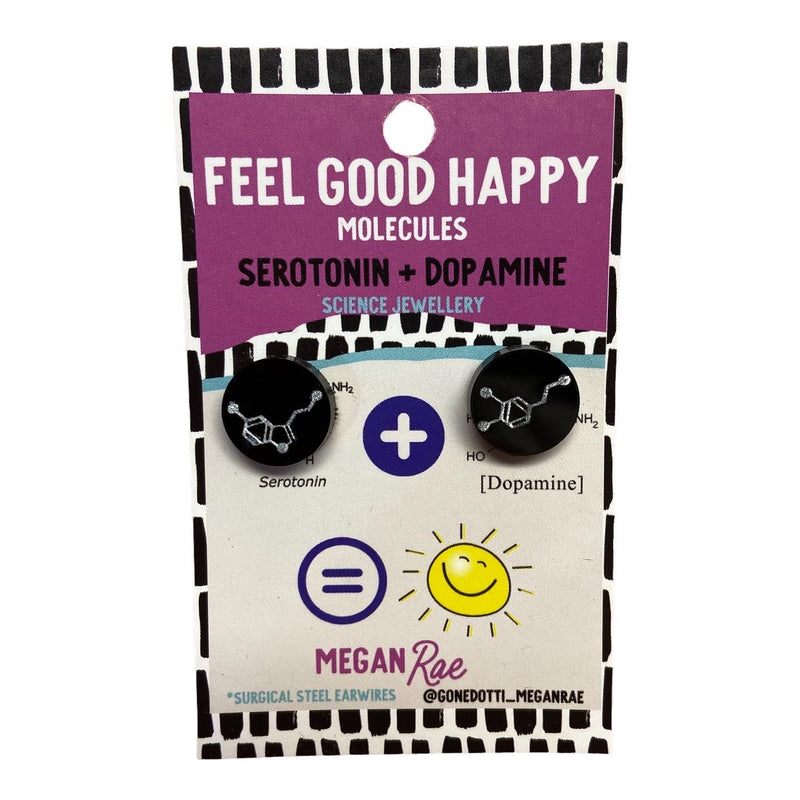 Megan Rae | Feel Good Happy Studs - Serotonin & Dopamine - Black