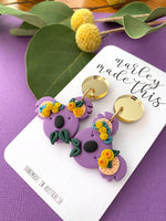 Marley Made This | Australian 'Gum Blossom' Purple Koala Polymer Clay Earring Dangles Acrylic Mirror Tops