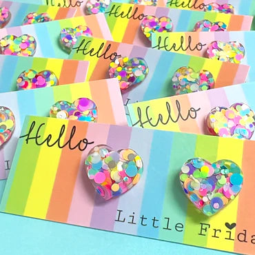 Hello Little Friday | Confetti Rainbow Hearts : SMALL Neon Rainbow