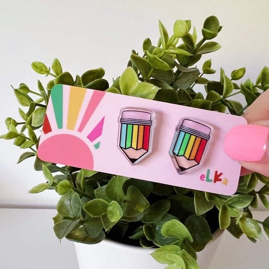 Elka | Rainbow Pencil Mini Studs