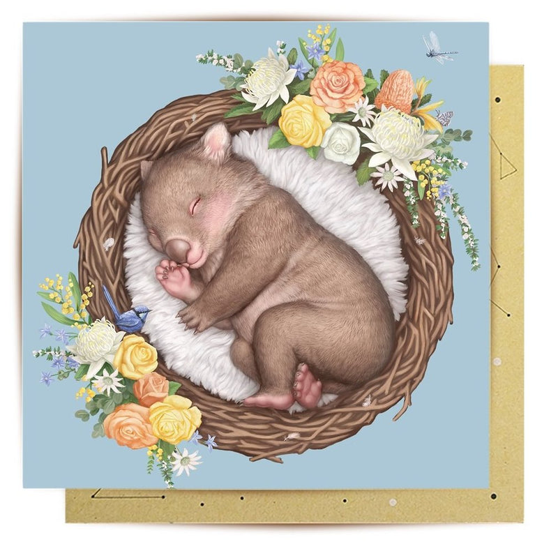 Mini Greeting Card | Nested Baby Wombat