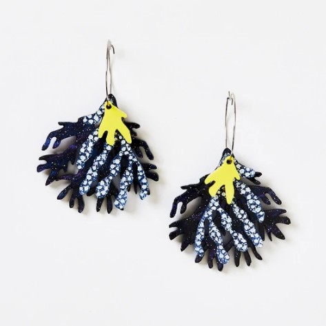 Martha Jean Seaweed Earrings - Midnight Blue